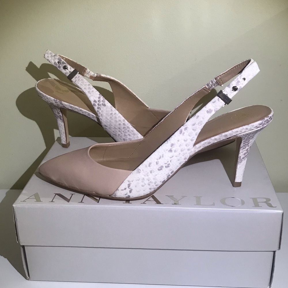 Brand new in Box Ann Taylor Lydia Slingbacks Shoes in chic Foggy Morning, Size 8
